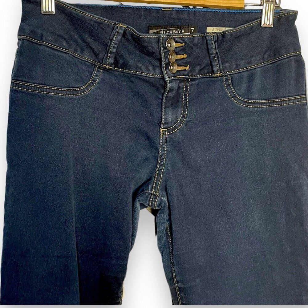 Lovesick Skinny Leg Jegging Pants Women's 7 Juniors Blue Pockets Casual Academia - Picture 7 of 12